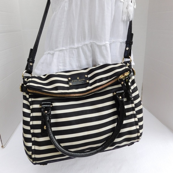 black and white striped crossbody bag